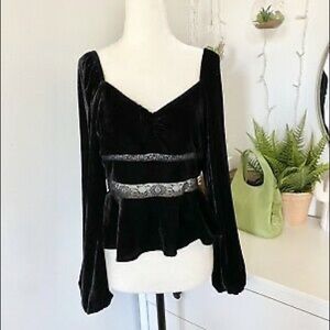 SAYLOR black velvet peplum top